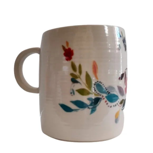 Anthropologie Starla M. Halfman "A" Initial Mug Floral Bouquet - Picture 3 of 6